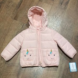 Carter’s Baby Girl Pink Unicorn Puffer Hooded Jacket
